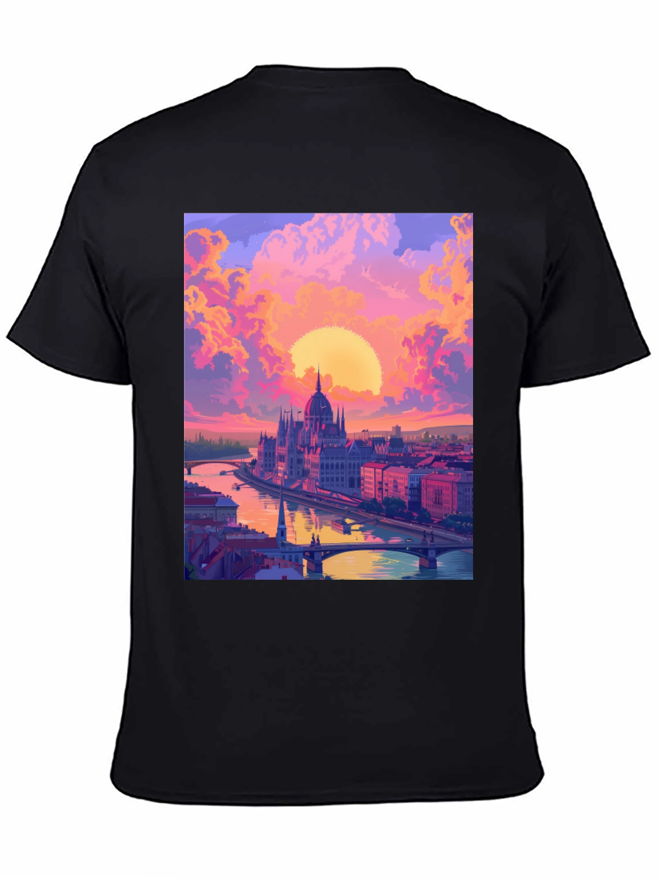 Budapest Sunset Graphic Tee - Vibrant Cityscape Design