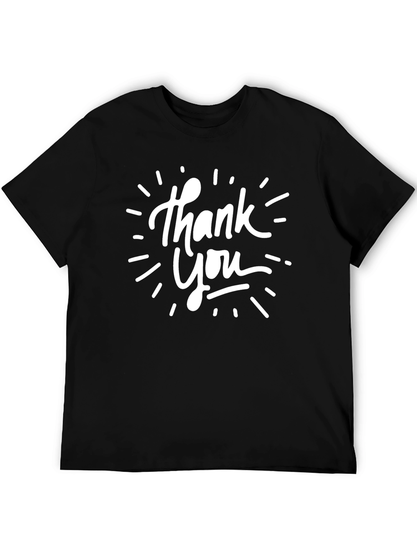 Thank You Graphic Print Black T-Shirt