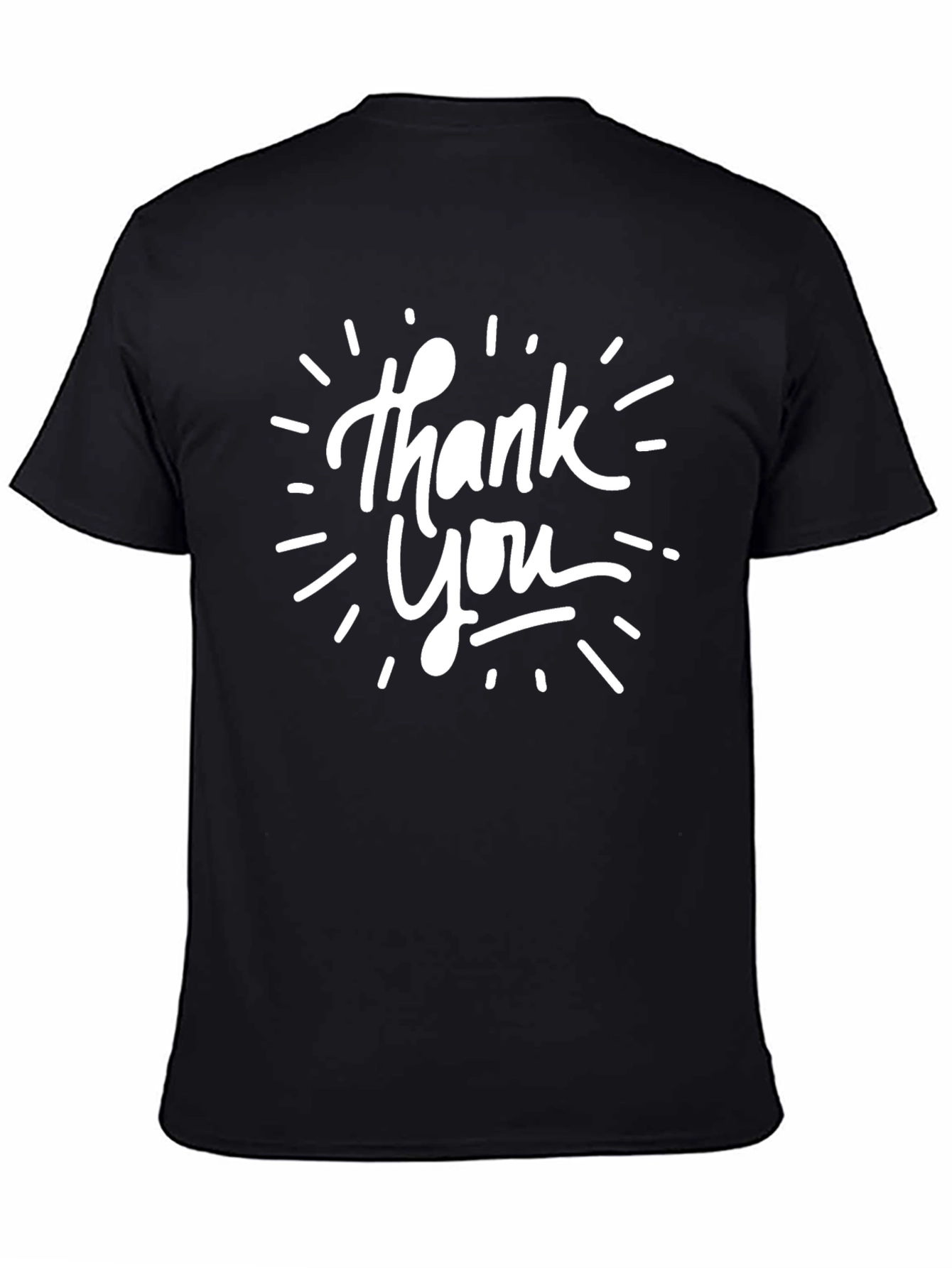 Thank You Graphic Print Black T-Shirt