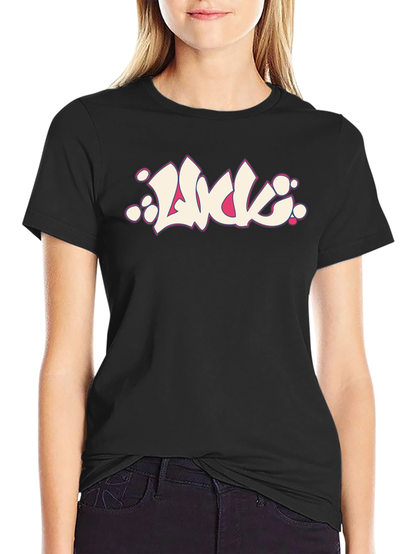 Black Graphic Tee - Luck Graffiti Style
