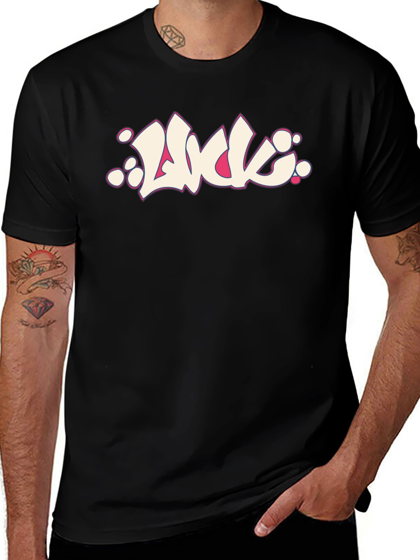 Black Graphic Tee - Luck Graffiti Style