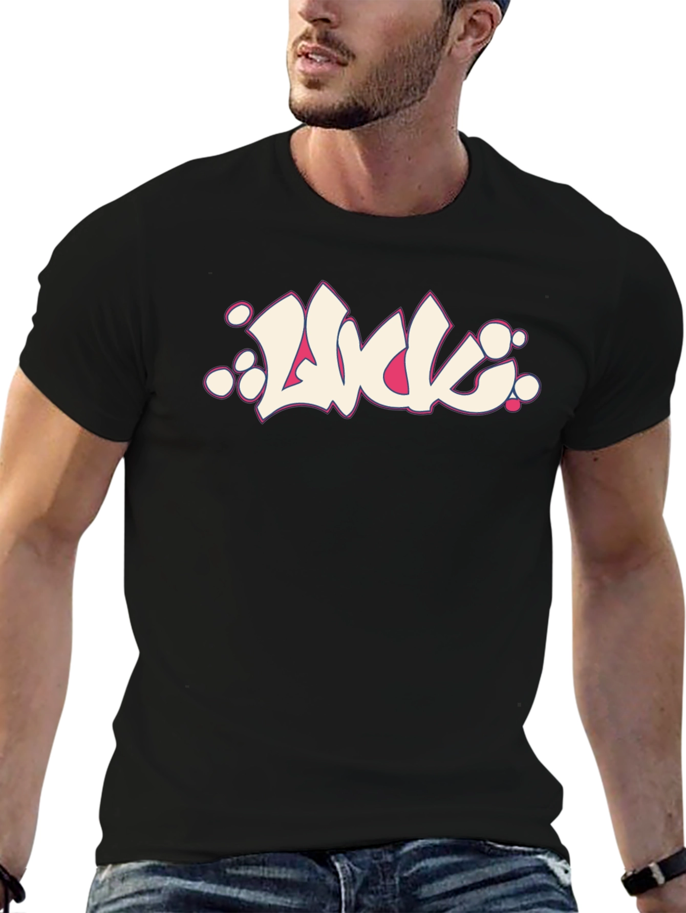 Black Graphic Tee - Luck Graffiti Style