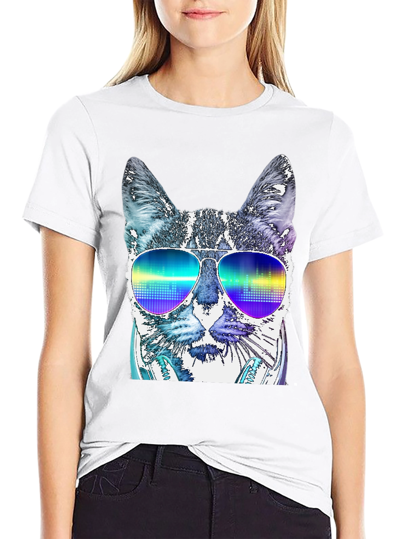 Cool Cat DJ T-Shirt - Mens Black Graphic Tee