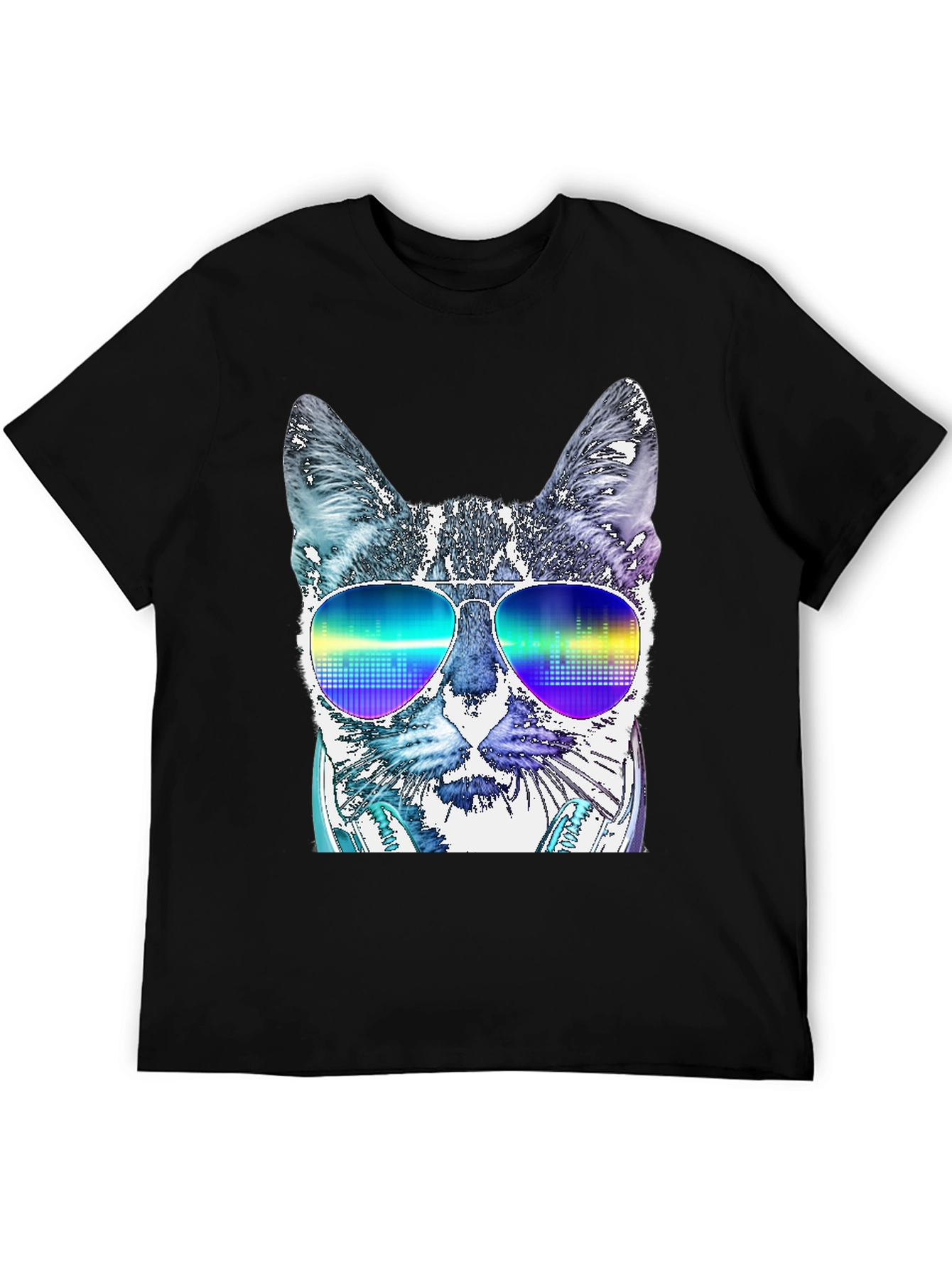 Cool Cat DJ T-Shirt - Mens Black Graphic Tee