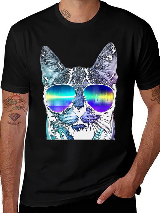 Cool Cat DJ T-Shirt - Mens Black Graphic Tee