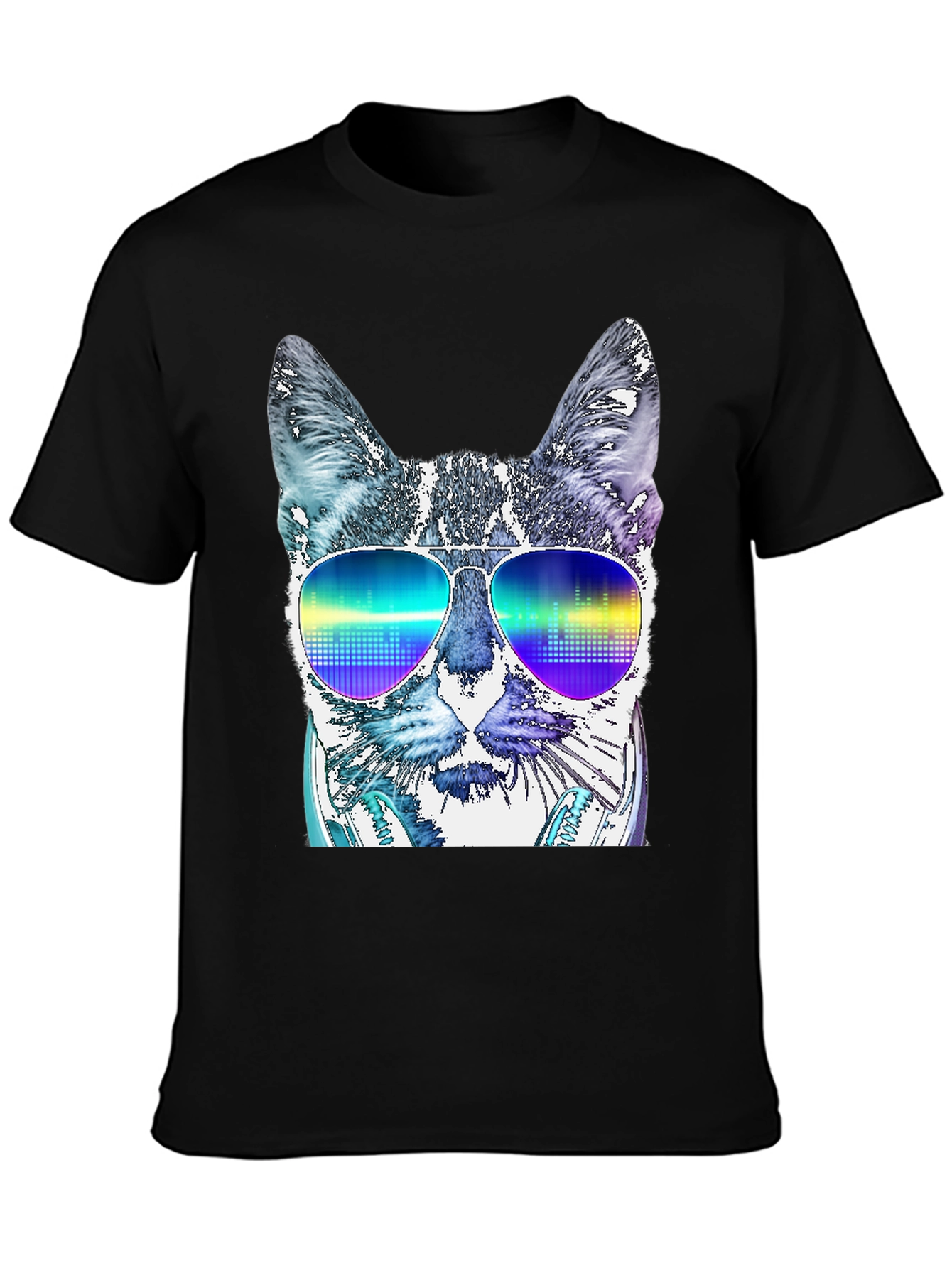 Cool Cat DJ T-Shirt - Mens Black Graphic Tee