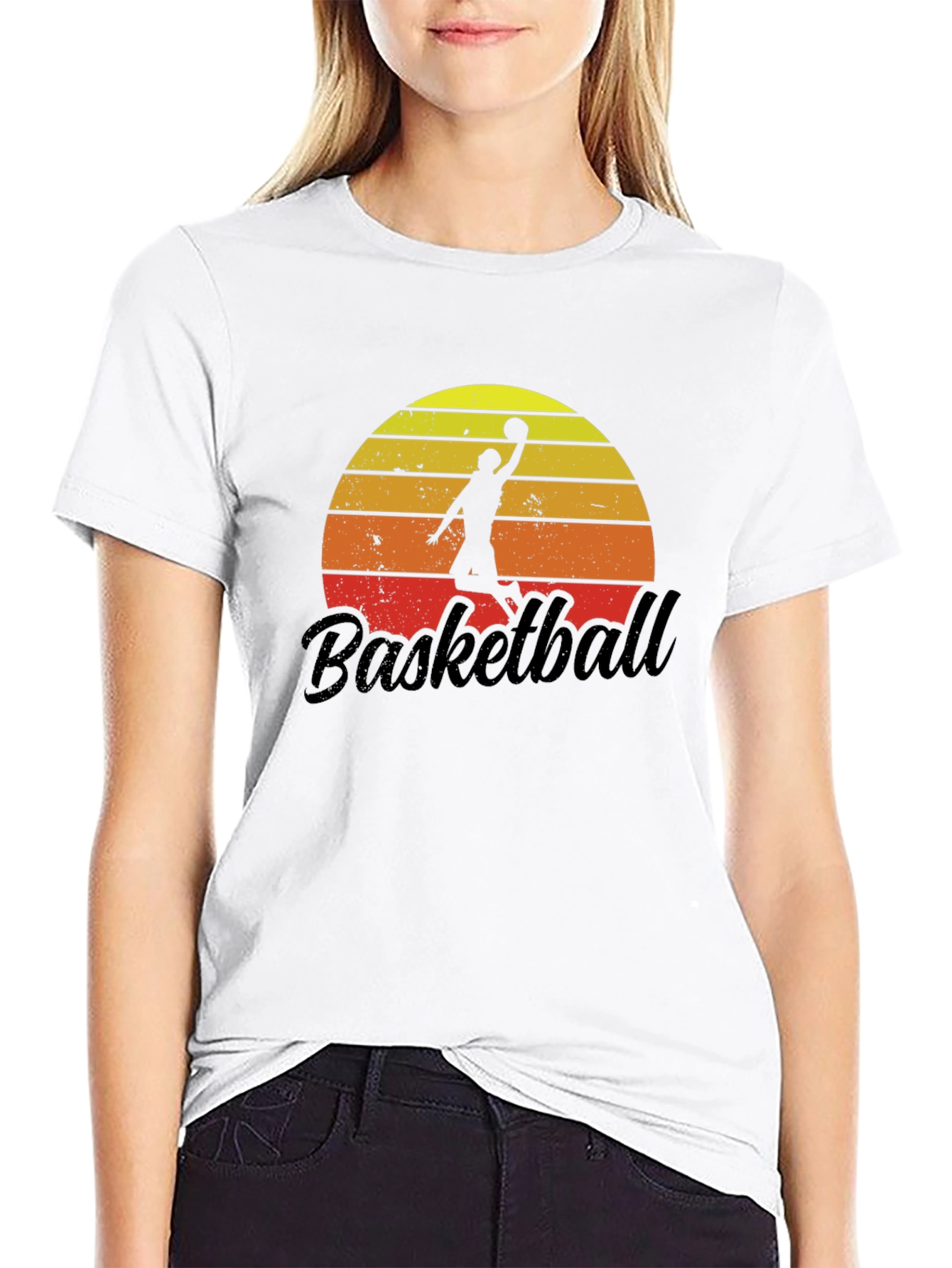 Retro Basketball Sunset Graphic T-Shirt