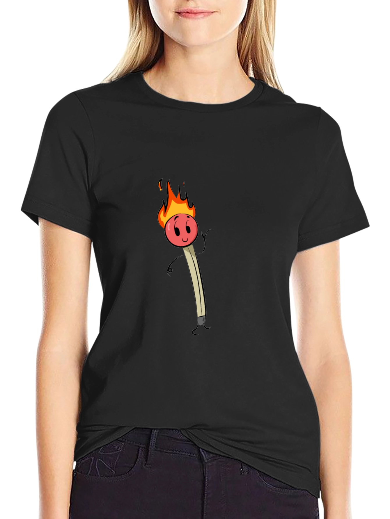 Funny Cartoon Matchstick Graphic T-Shirt