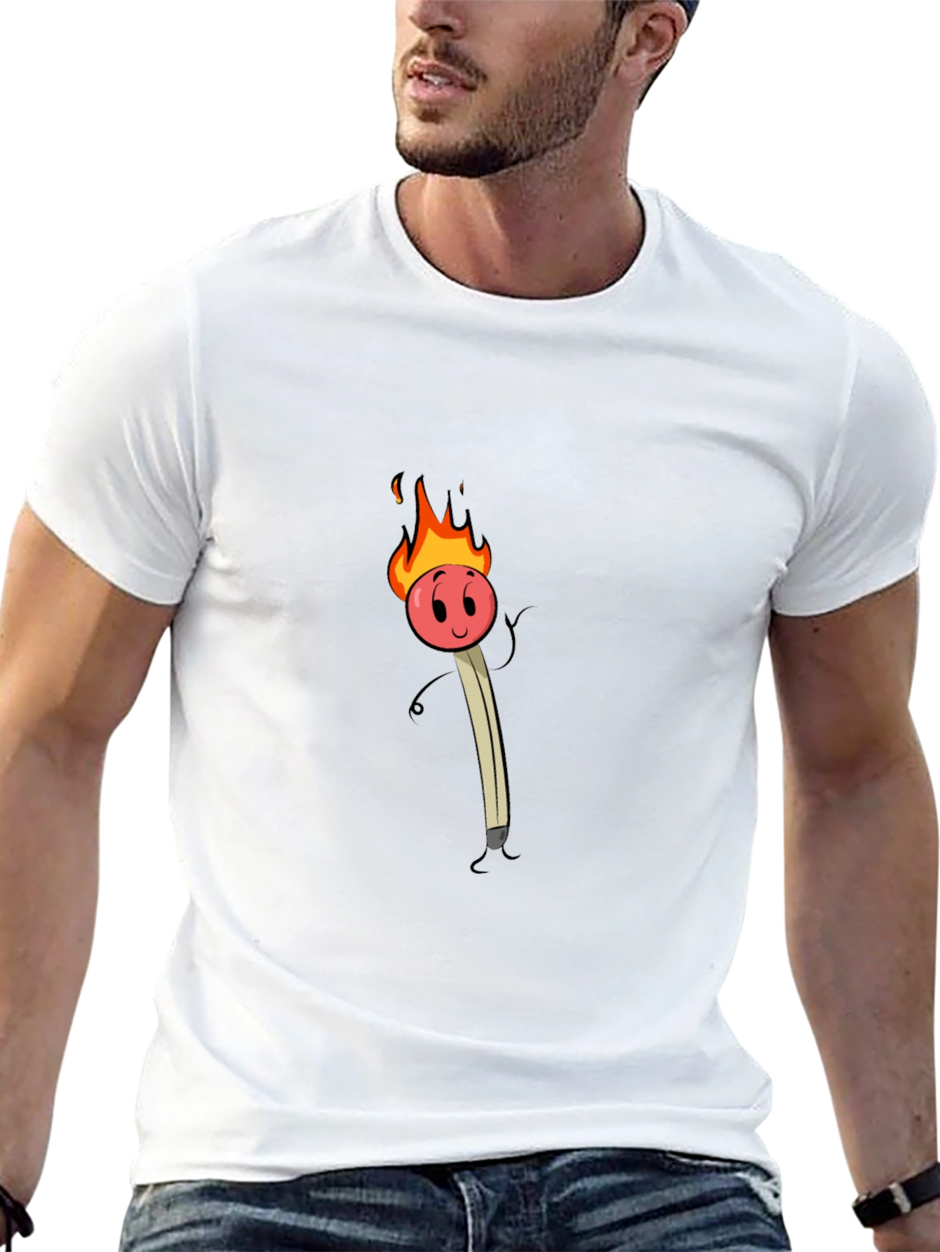 Funny Cartoon Matchstick Graphic T-Shirt