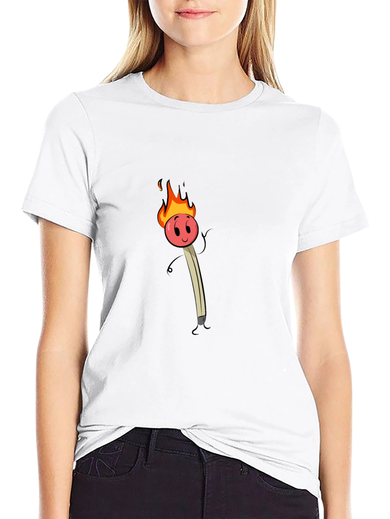 Funny Cartoon Matchstick Graphic T-Shirt