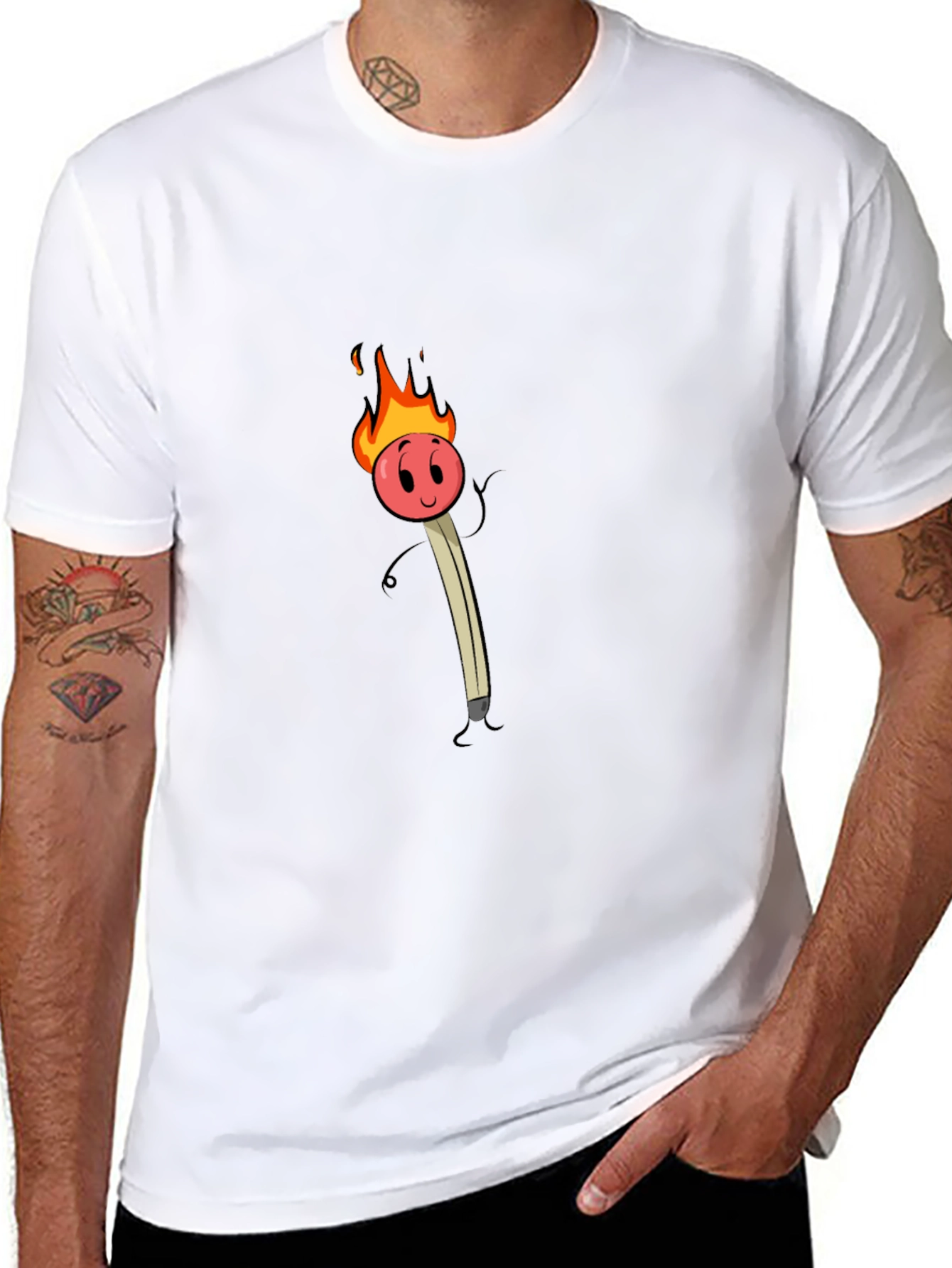 Funny Cartoon Matchstick Graphic T-Shirt
