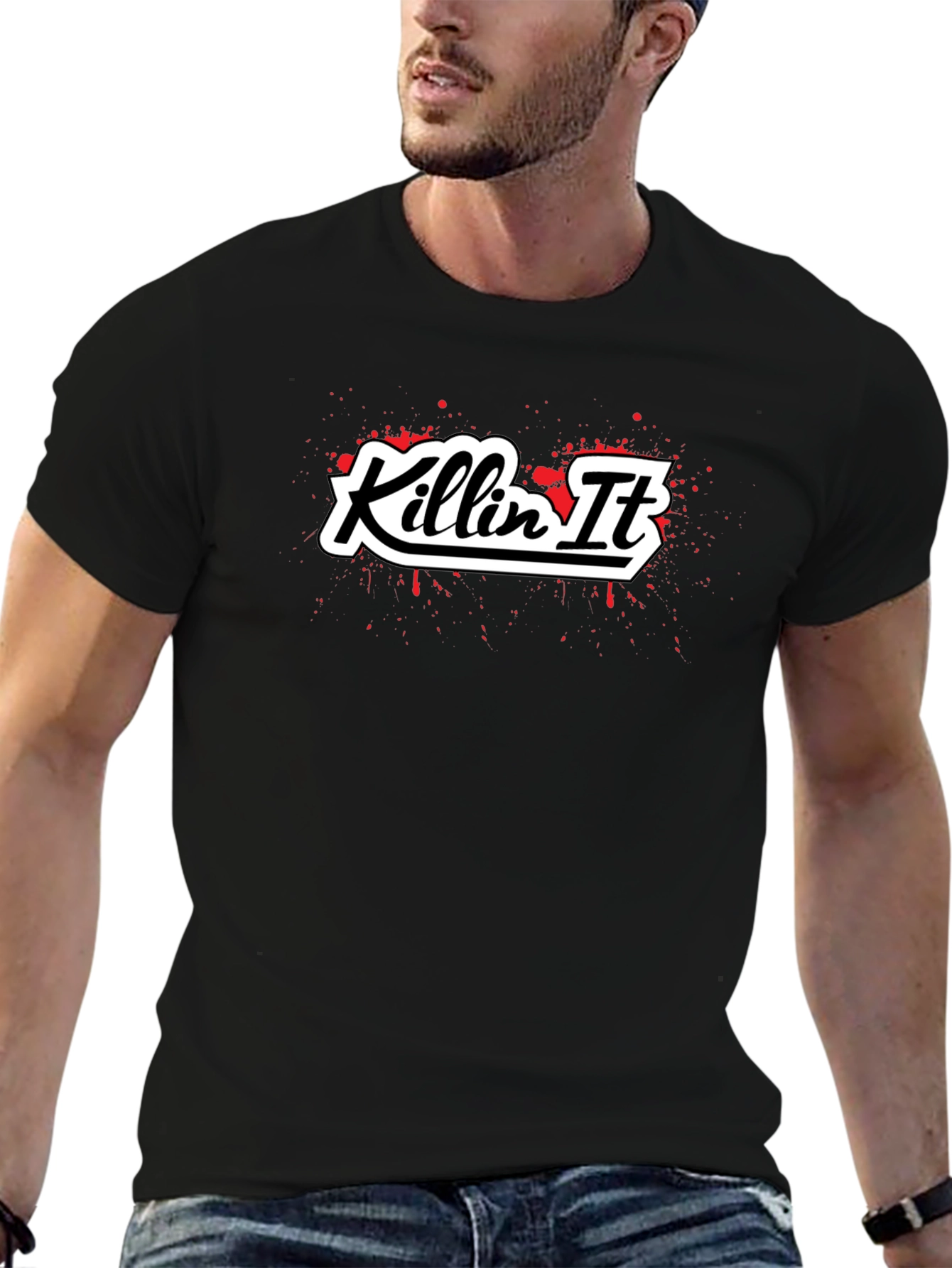 Killin It Graphic Tee - Black Cotton Blend T-Shirt