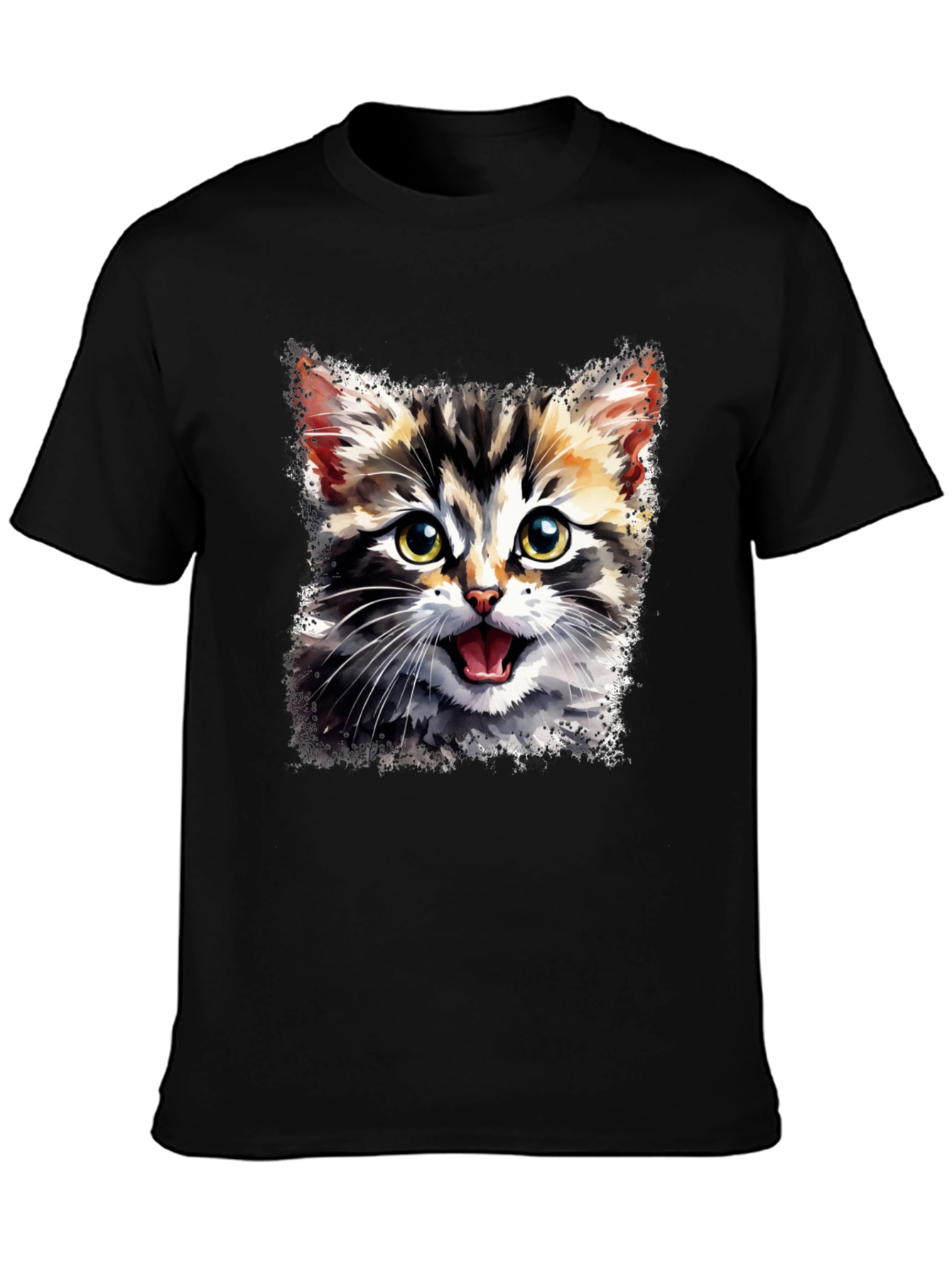 Cute Cat Graphic Tee - Unisex Black T-Shirt