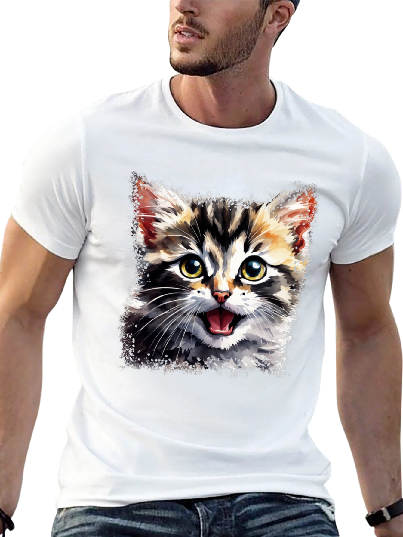 Cute Cat Graphic Tee - Unisex Black T-Shirt