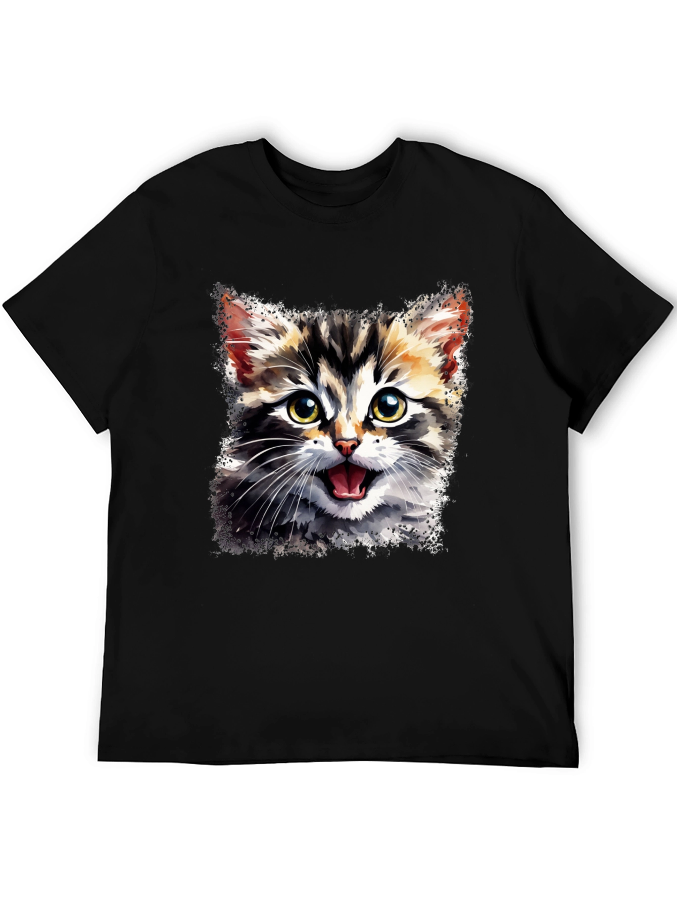 Cute Cat Graphic Tee - Unisex Black T-Shirt