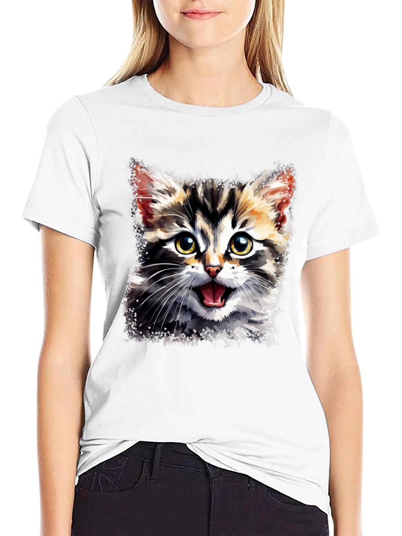 Cute Cat Graphic Tee - Unisex Black T-Shirt