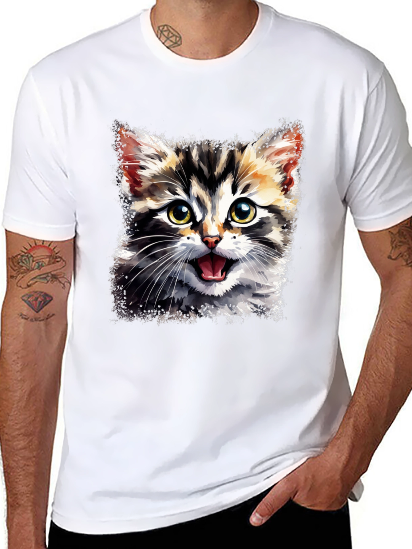 Cute Cat Graphic Tee - Unisex Black T-Shirt