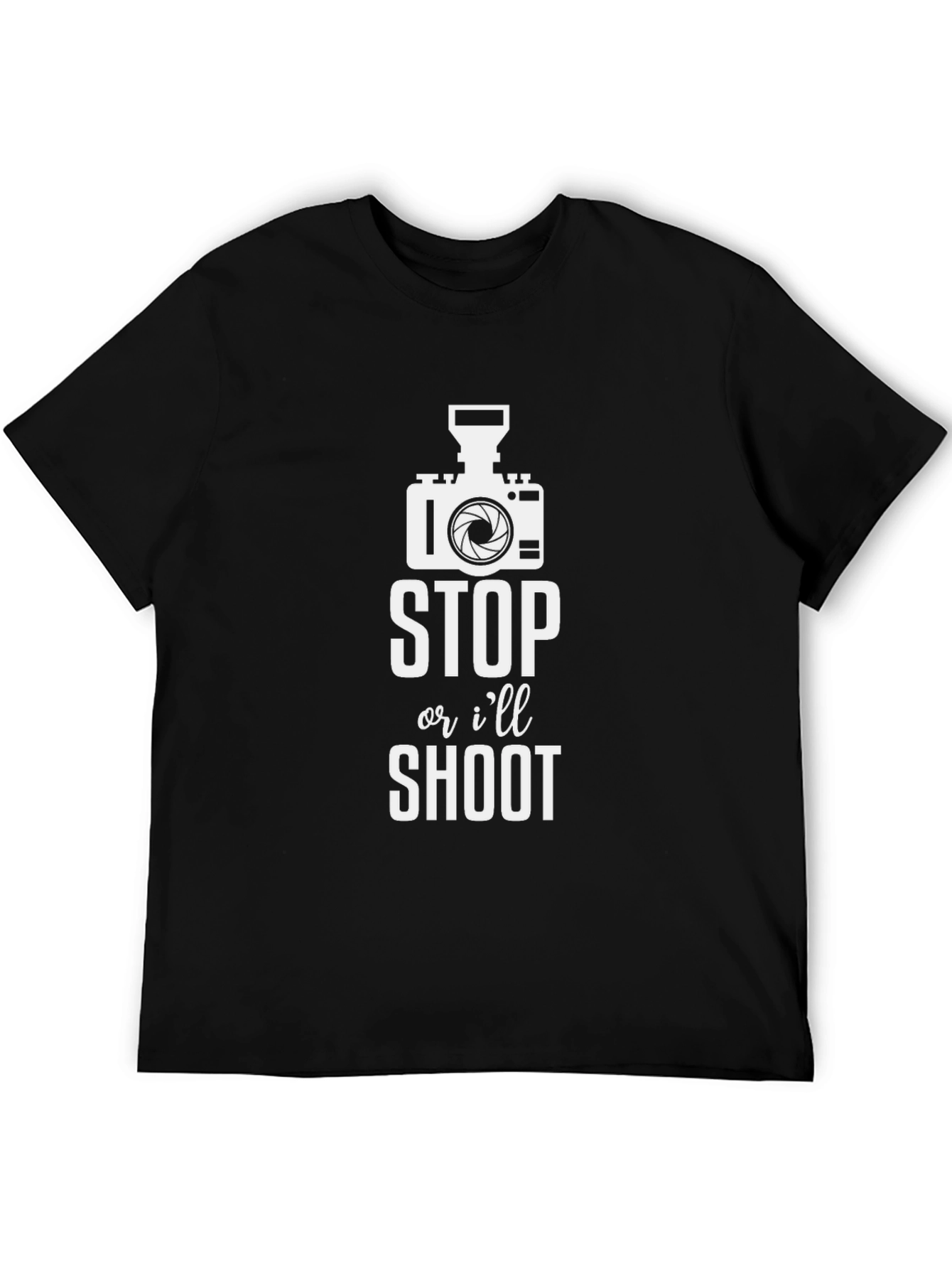 Stop or Ill Shoot Black Cotton Graphic Tee