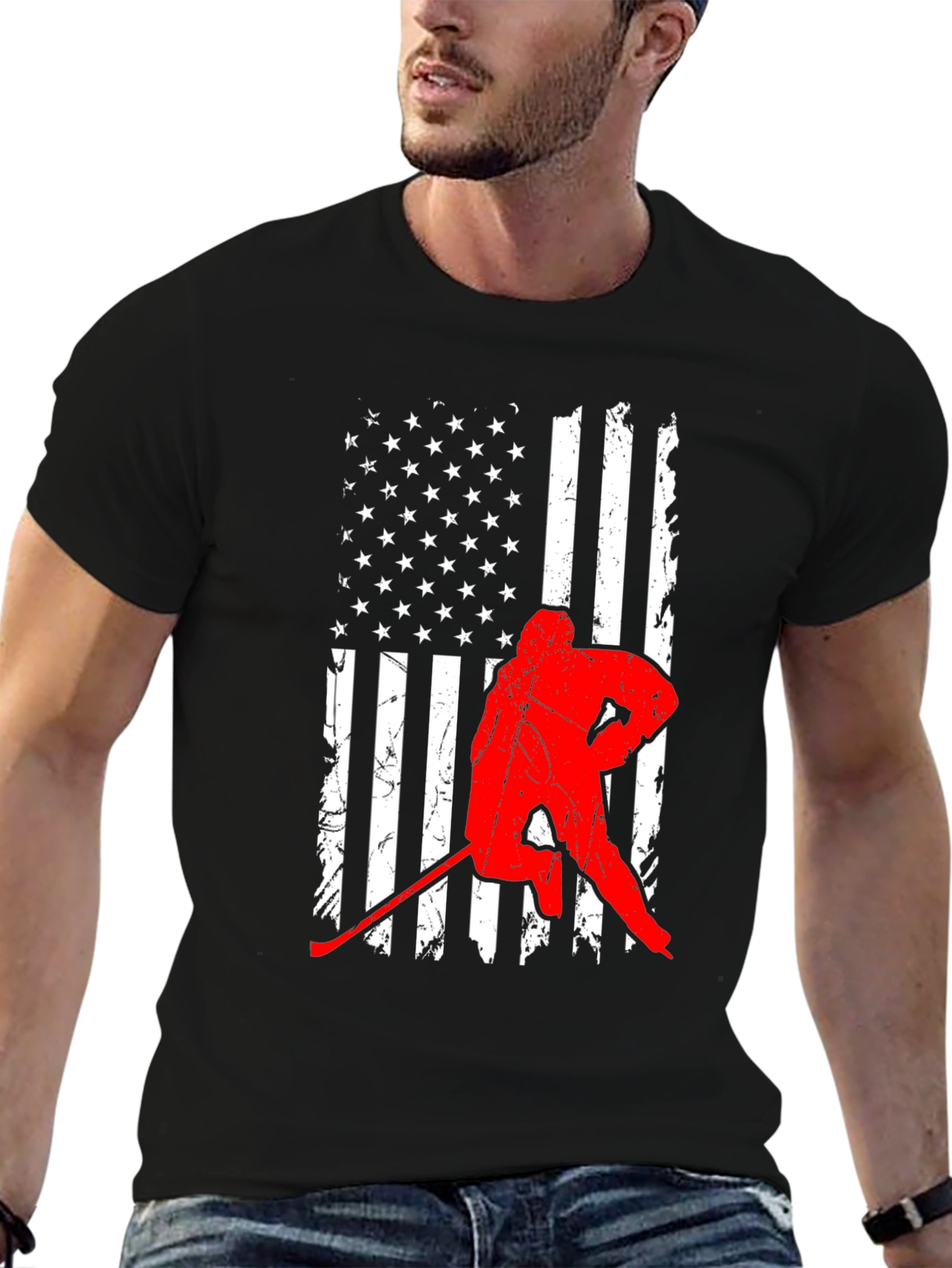 Hockey USA Flag Graphic Tee - Patriotic Sportswear