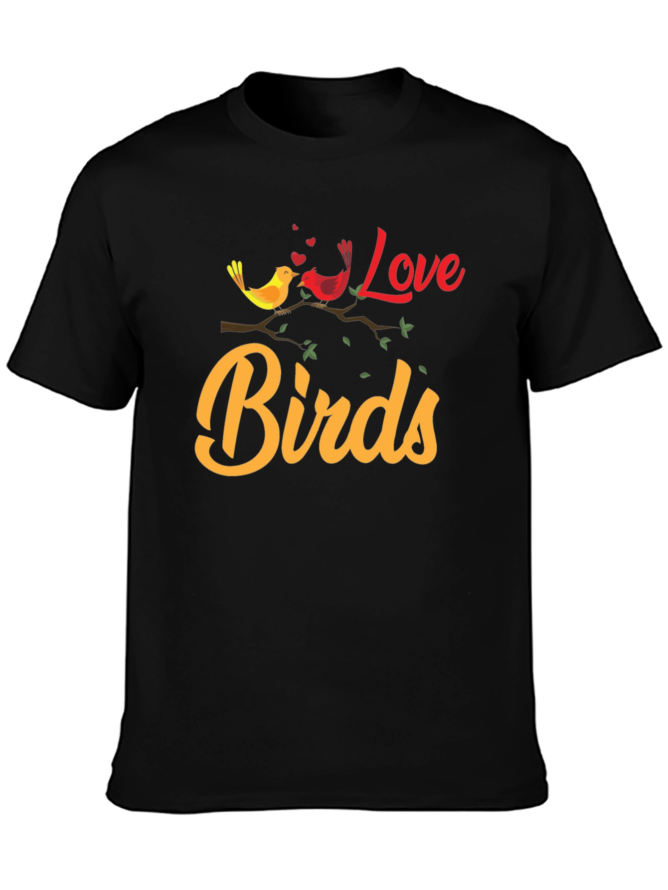 Love Birds Graphic Tee - Black Cotton T-Shirt