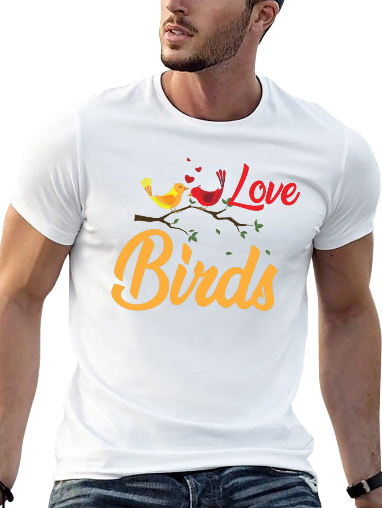 Love Birds Graphic Tee - Black Cotton T-Shirt