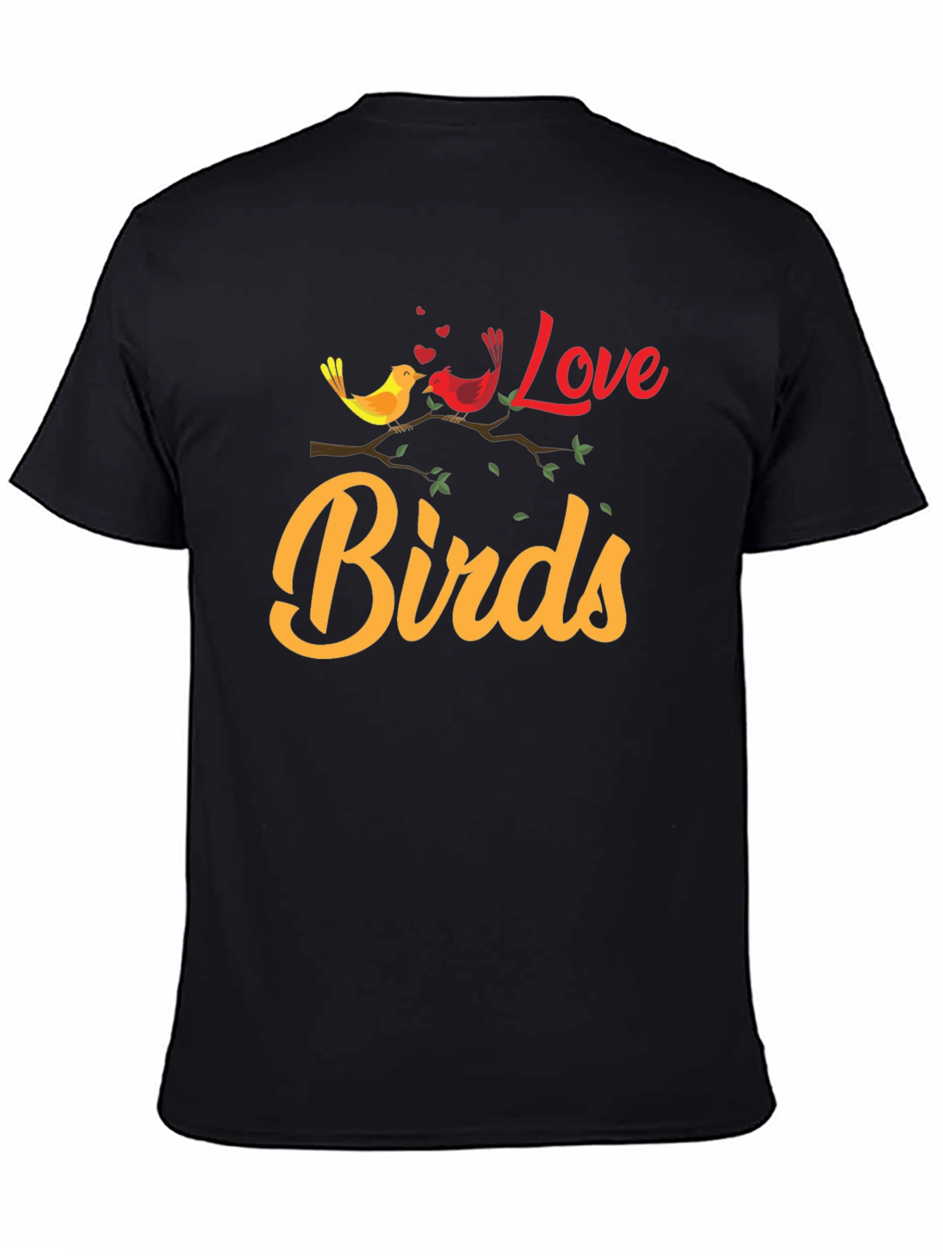 Love Birds Graphic Tee - Black Cotton T-Shirt
