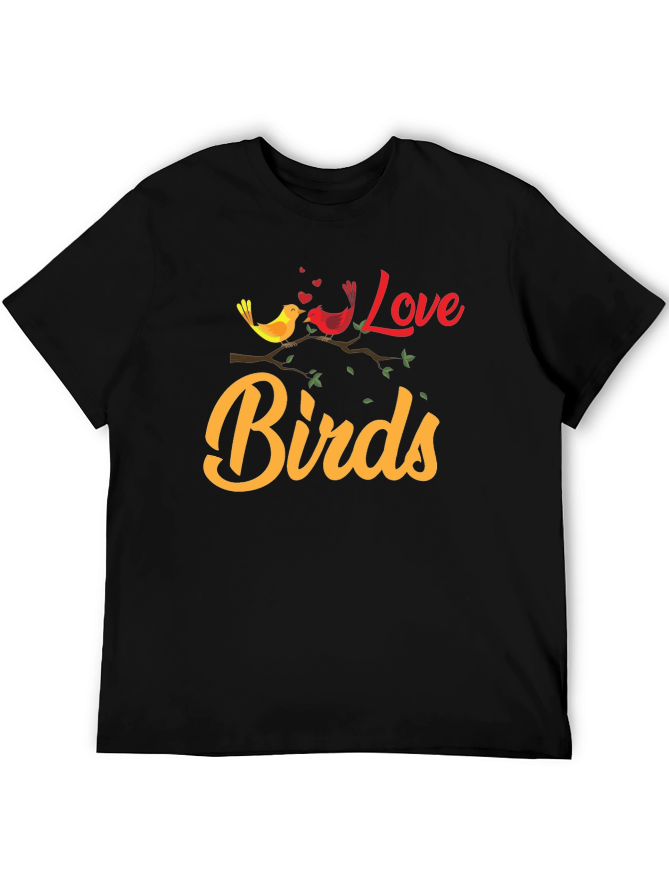 Love Birds Graphic Tee - Black Cotton T-Shirt