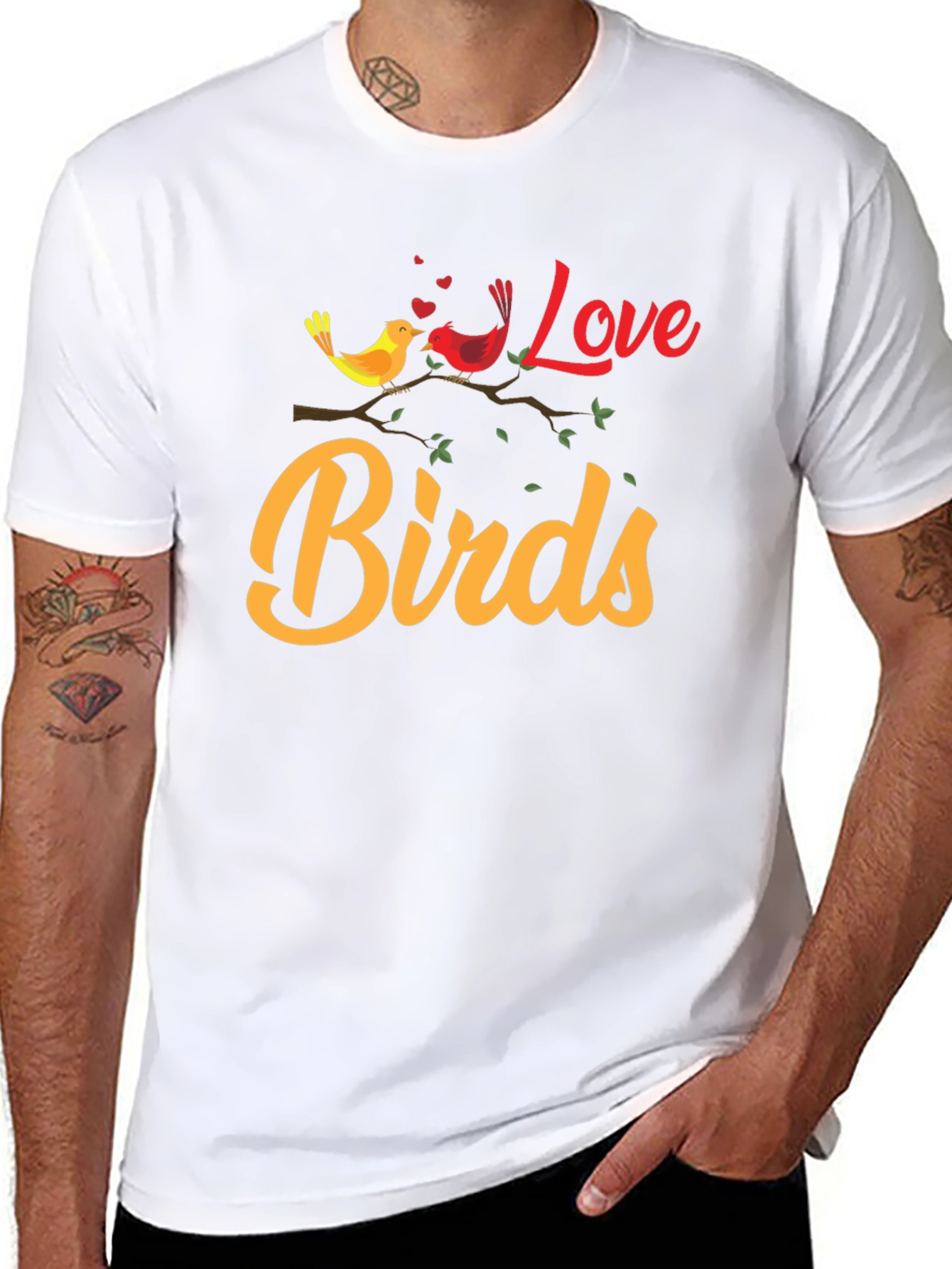 Love Birds Graphic Tee - Black Cotton T-Shirt
