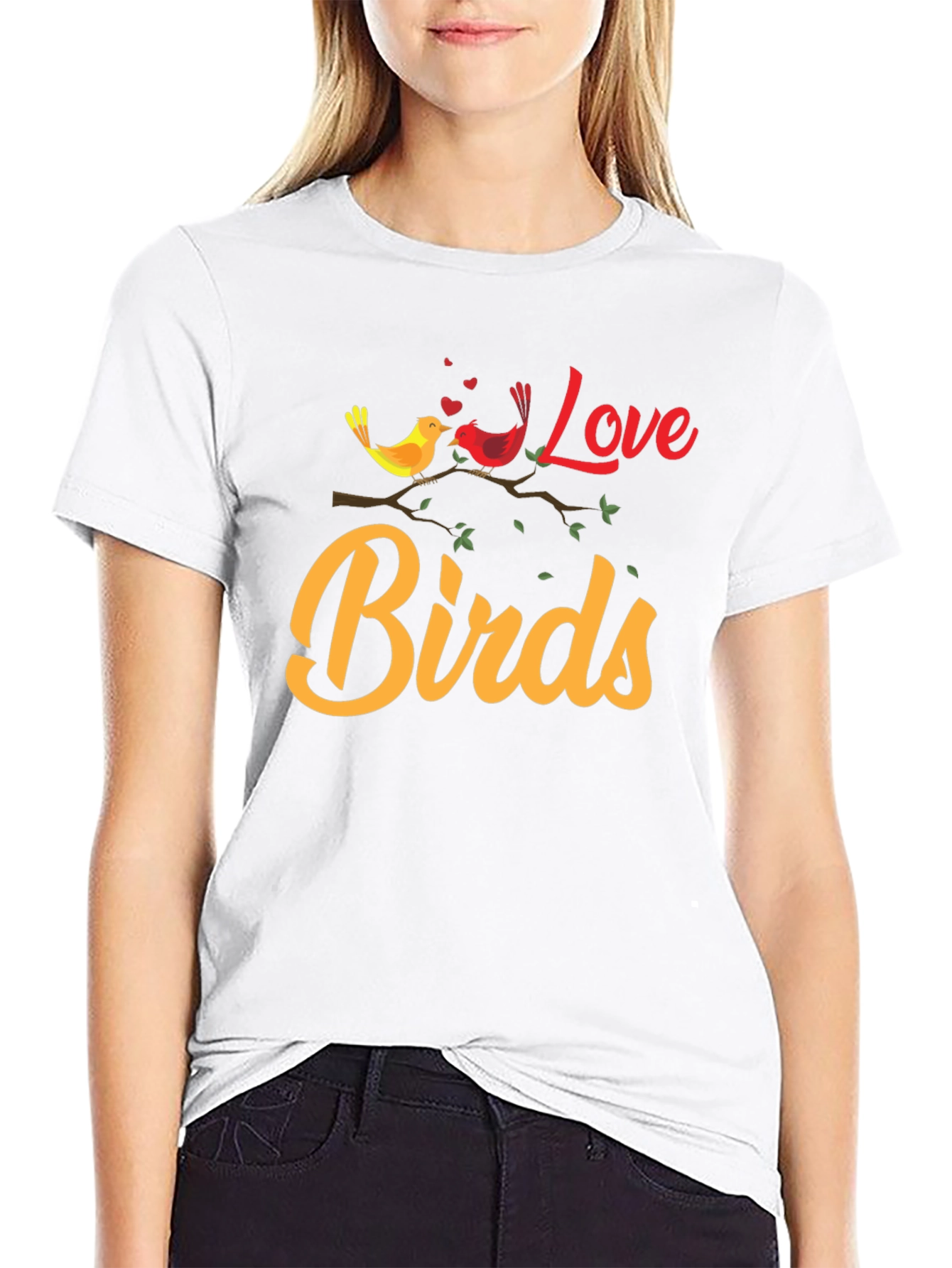 Love Birds Graphic Tee - Black Cotton T-Shirt