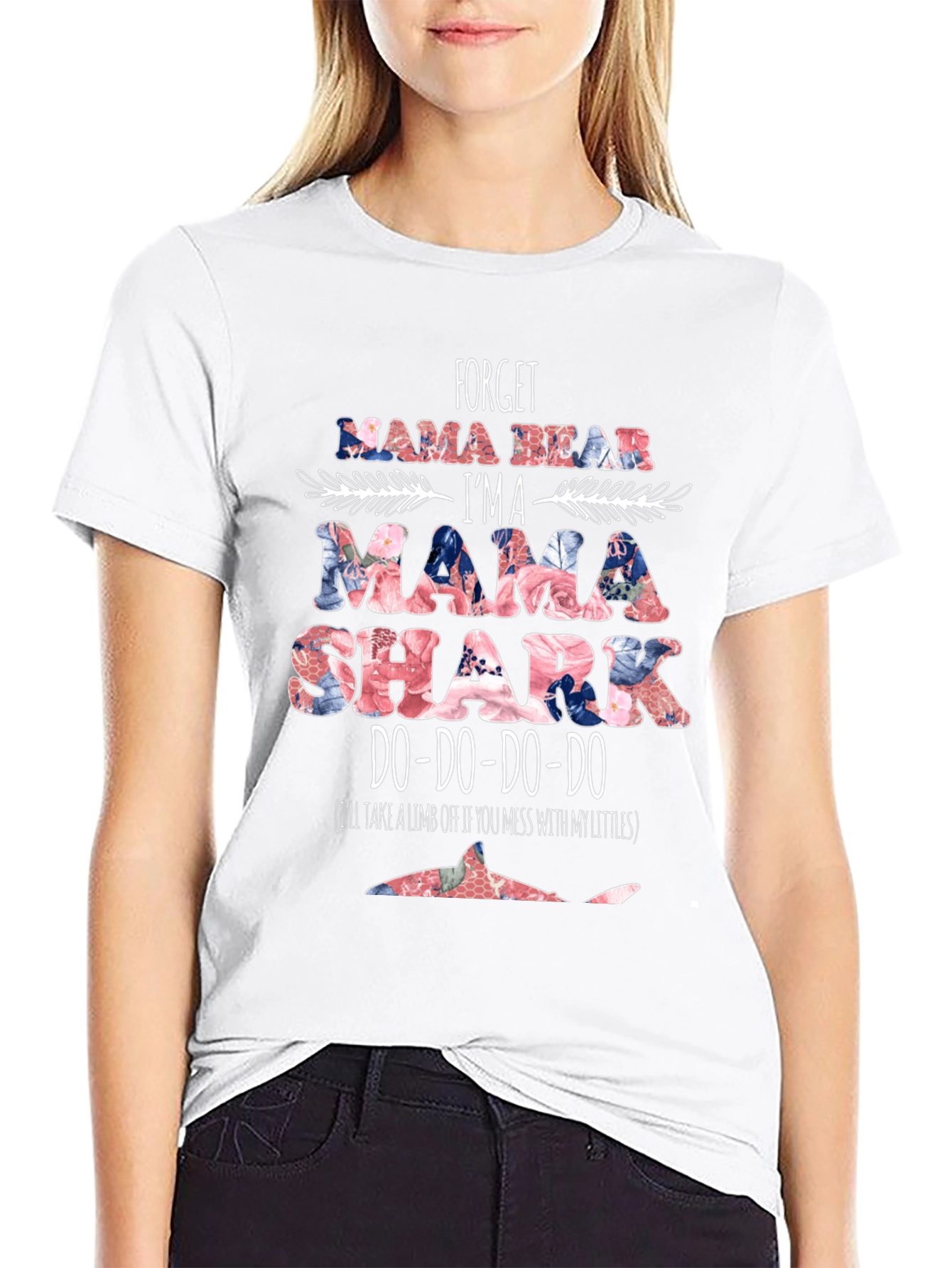 Mama Shark Graphic Tee - Floral Print
