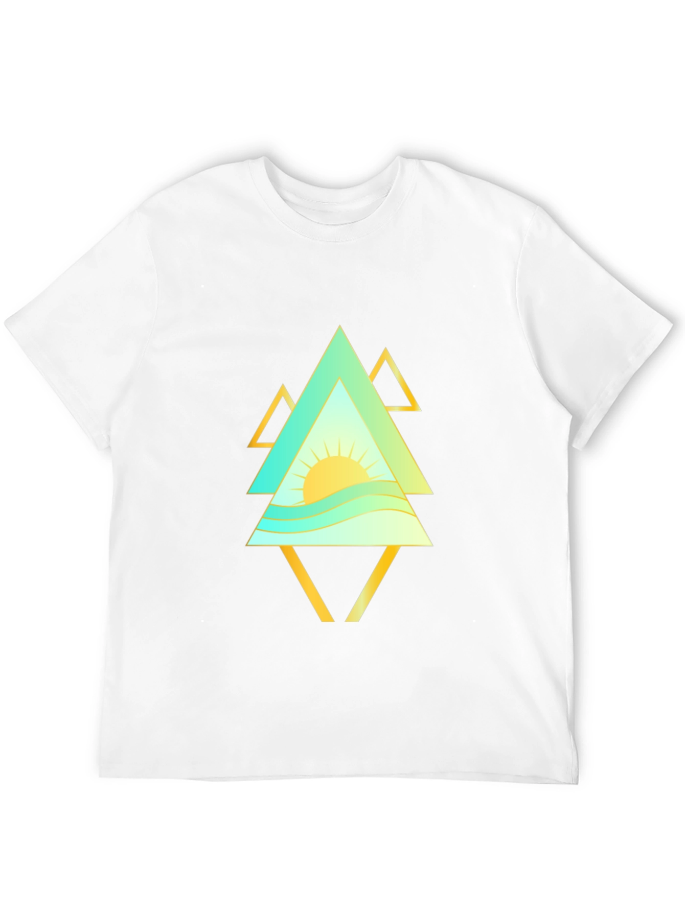 Geometric Sunrise Mens Black T-Shirt