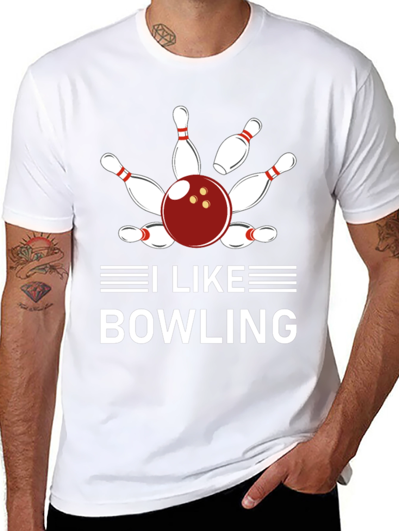 I Like Bowling T-Shirt - Unisex Black Cotton Tee