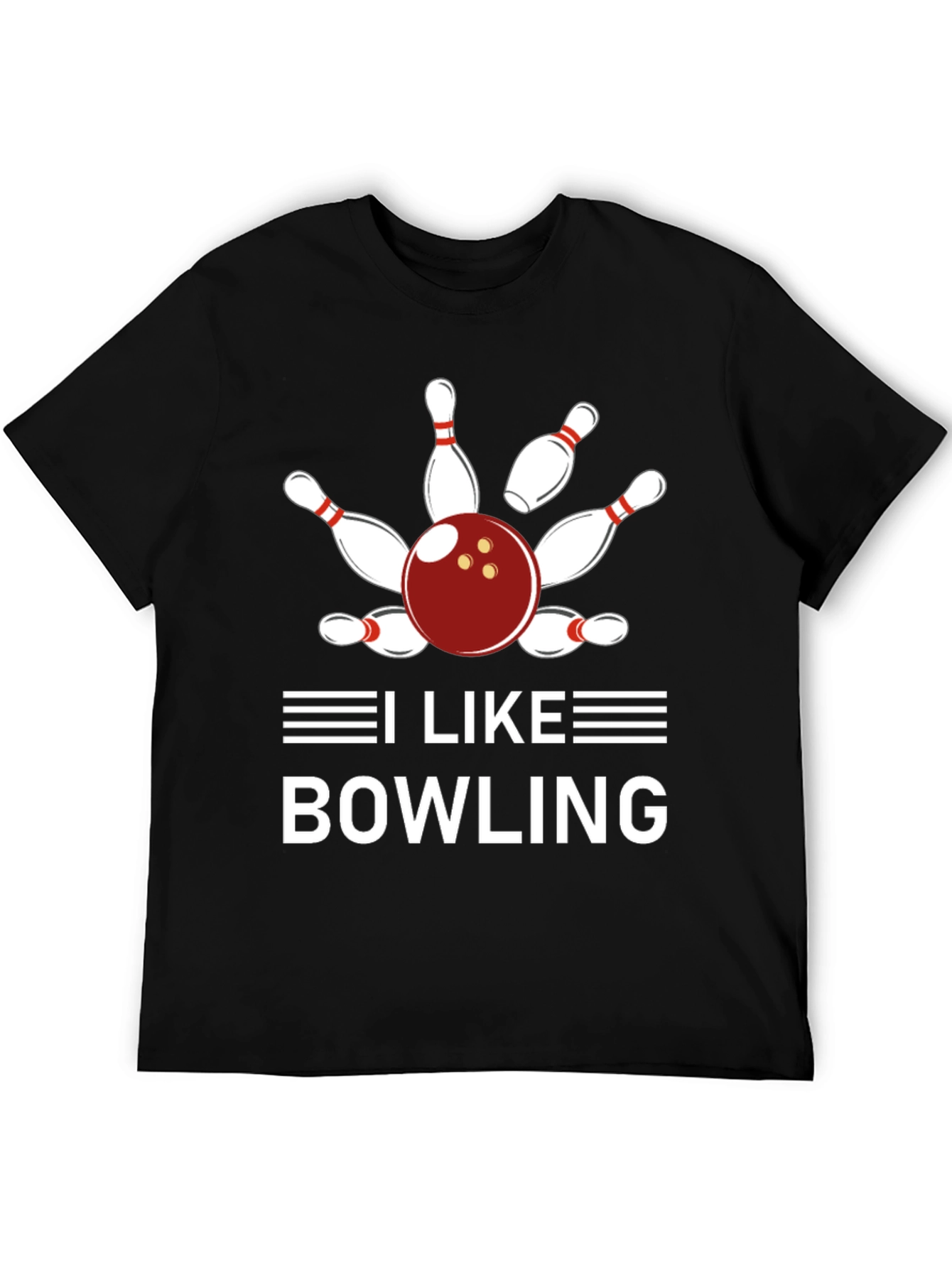 I Like Bowling T-Shirt - Unisex Black Cotton Tee