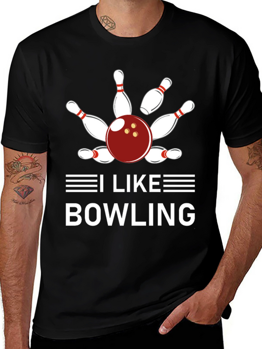 I Like Bowling T-Shirt - Unisex Black Cotton Tee