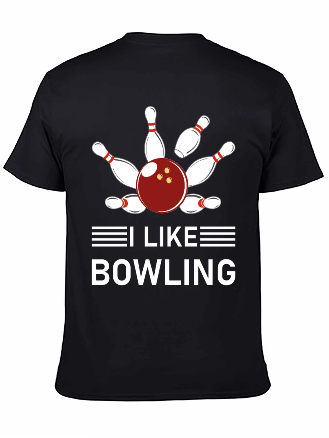 I Like Bowling T-Shirt - Unisex Black Cotton Tee