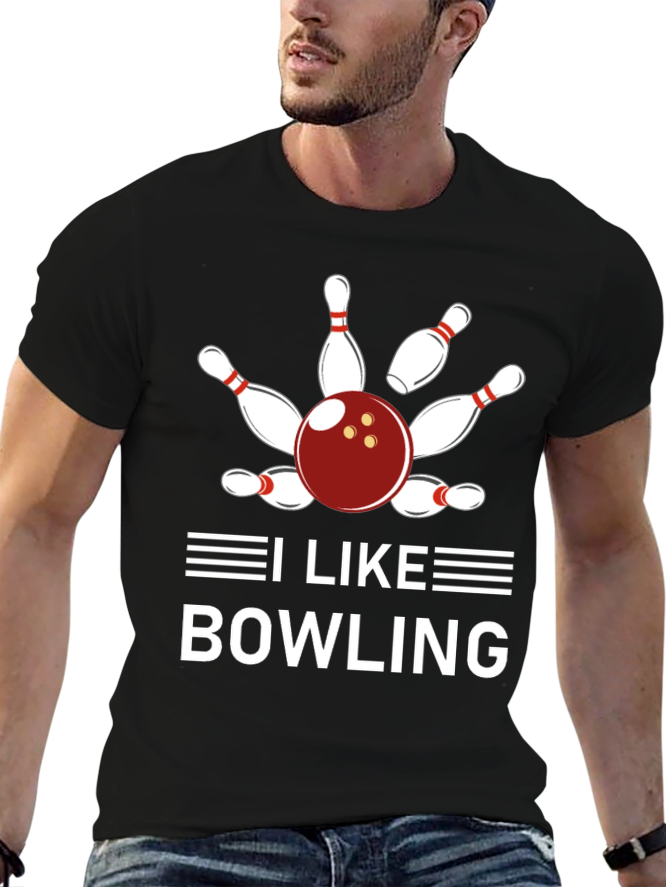 I Like Bowling T-Shirt - Unisex Black Cotton Tee