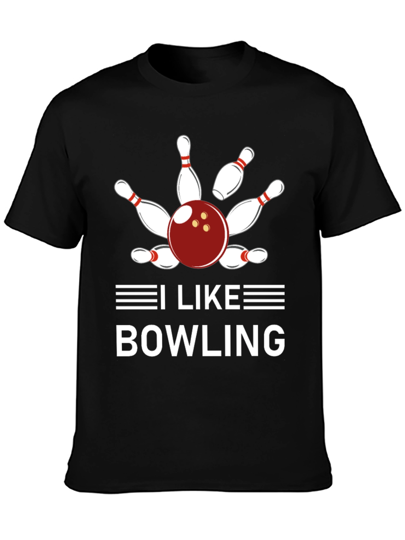 I Like Bowling T-Shirt - Unisex Black Cotton Tee