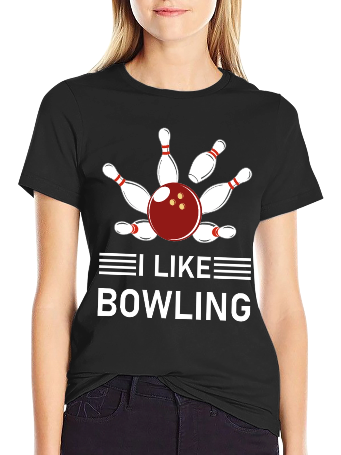 I Like Bowling T-Shirt - Unisex Black Cotton Tee