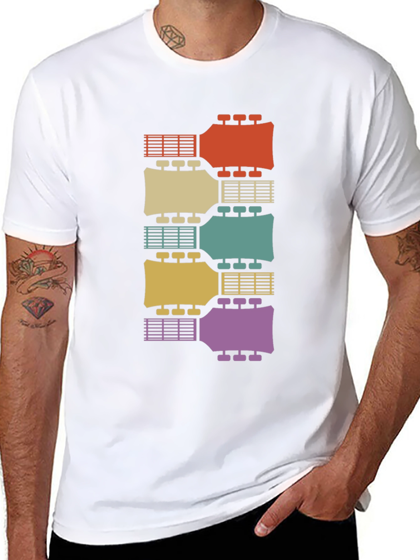 Retro Guitar Headstock T-Shirt - Musical Instrument Tee