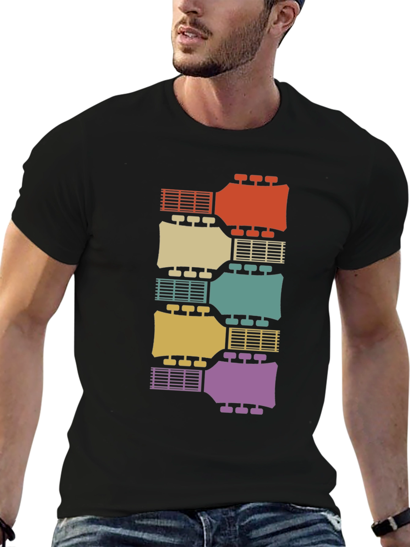 Retro Guitar Headstock T-Shirt - Musical Instrument Tee