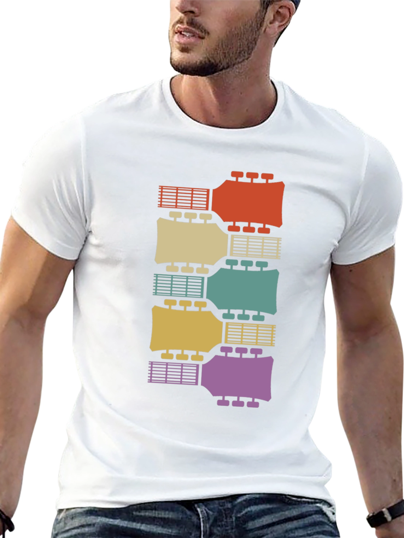 Retro Guitar Headstock T-Shirt - Musical Instrument Tee