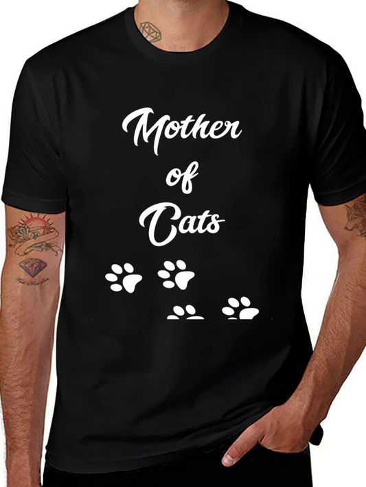 Mother of Cats T-Shirt - Cute Cat Paw Print Tee