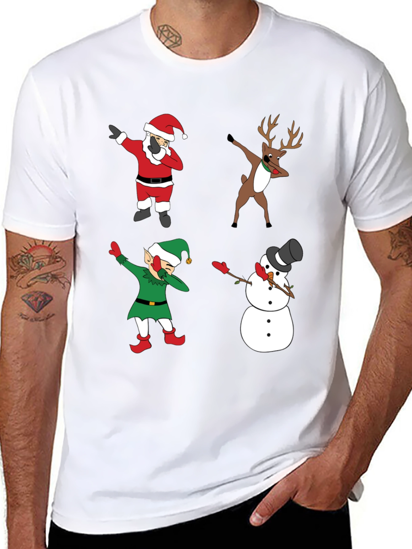 Holiday Dabbing Crew T-Shirt - Christmas Characters