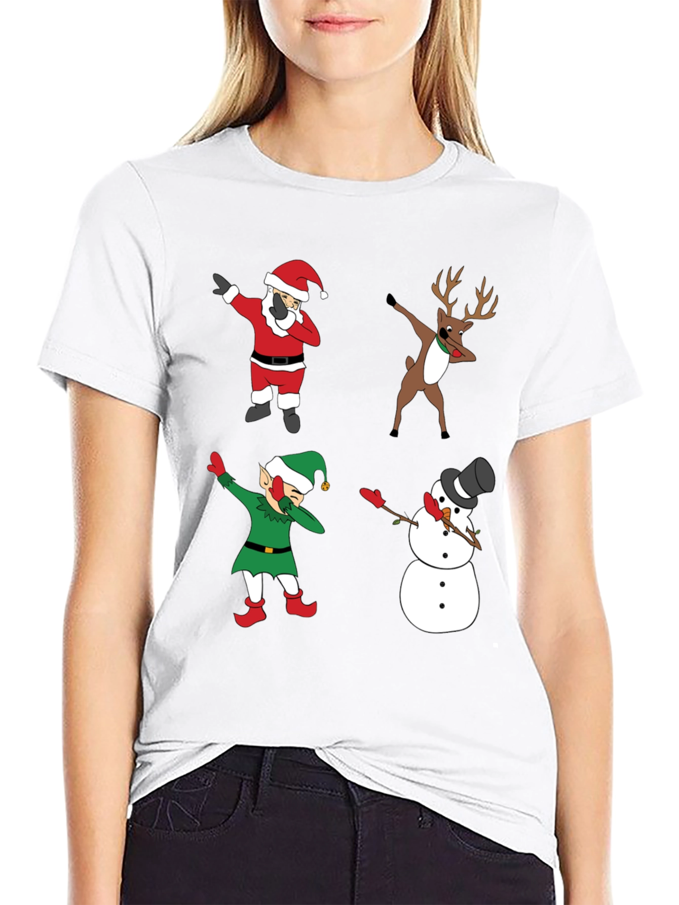 Holiday Dabbing Crew T-Shirt - Christmas Characters