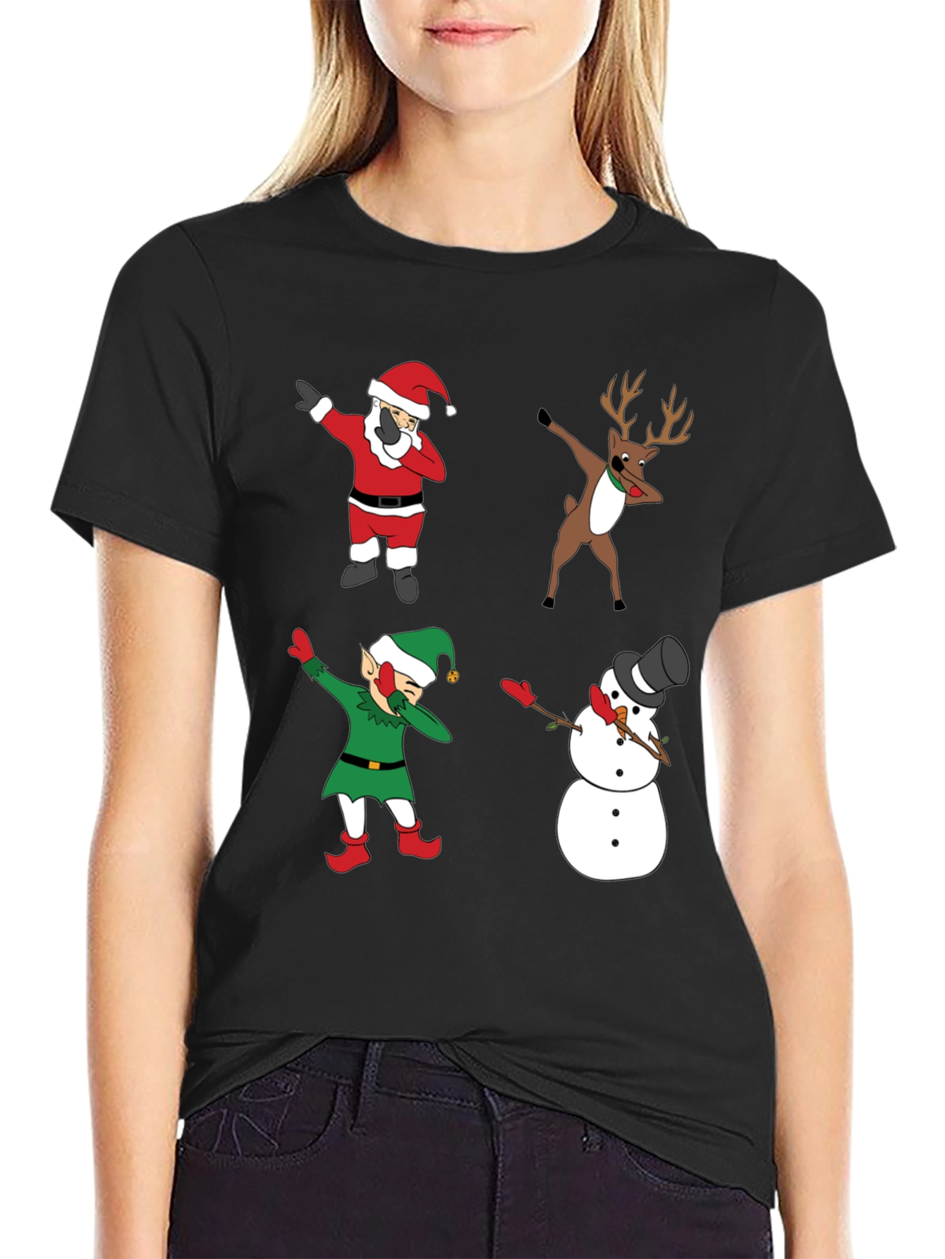 Holiday Dabbing Crew T-Shirt - Christmas Characters