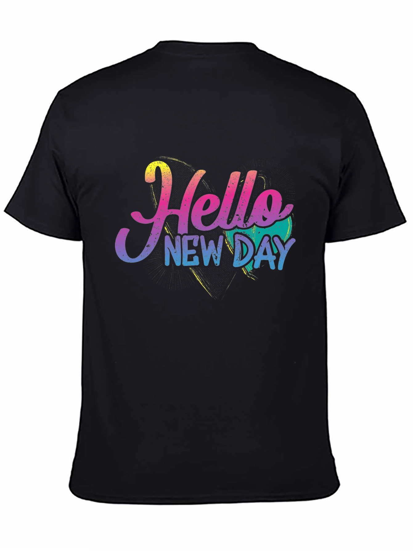 Hello New Day Graphic Tee - Black Cotton Blend