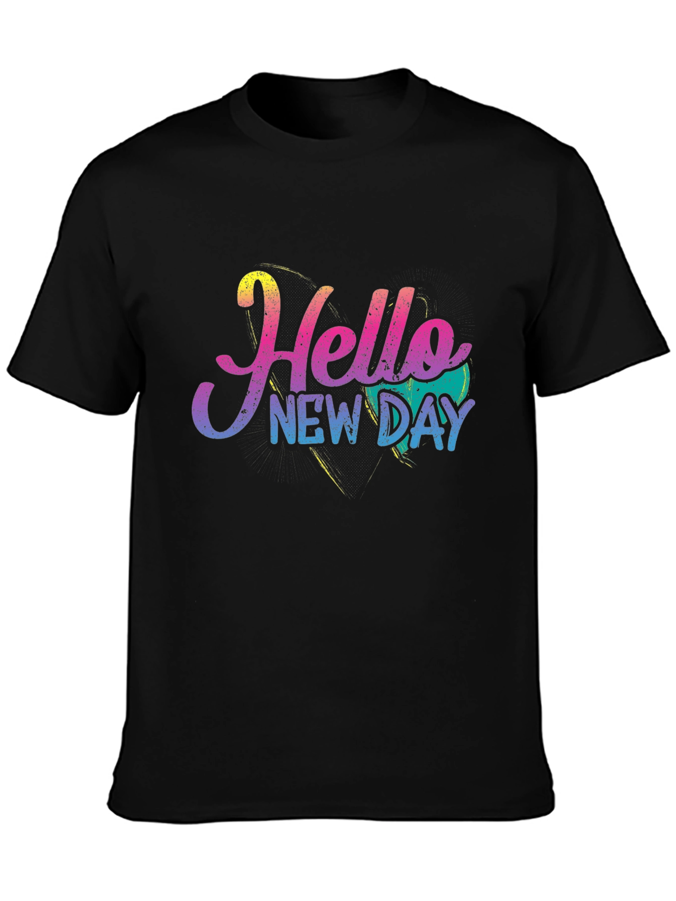 Hello New Day Graphic Tee - Black Cotton Blend