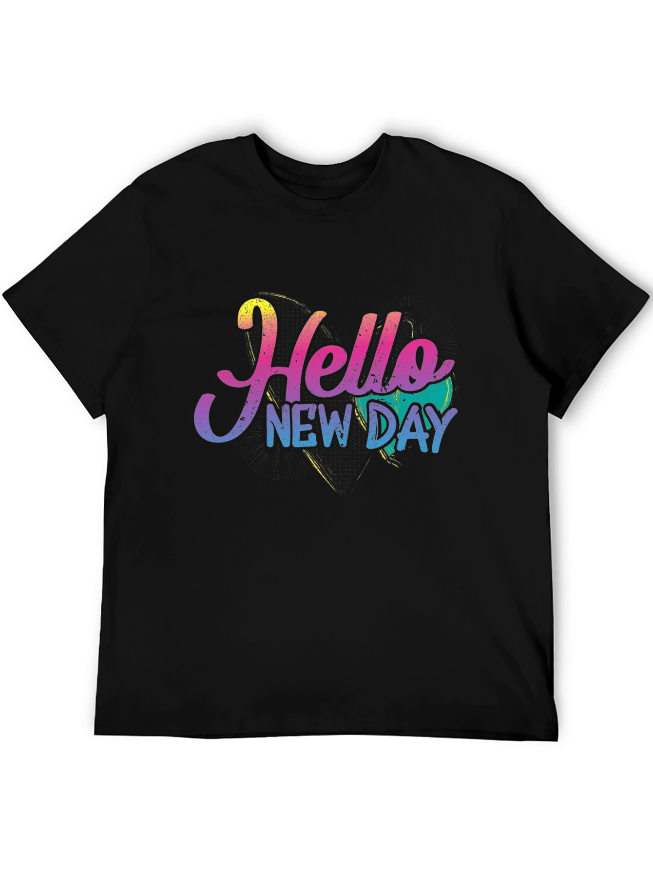 Hello New Day Graphic Tee - Black Cotton Blend