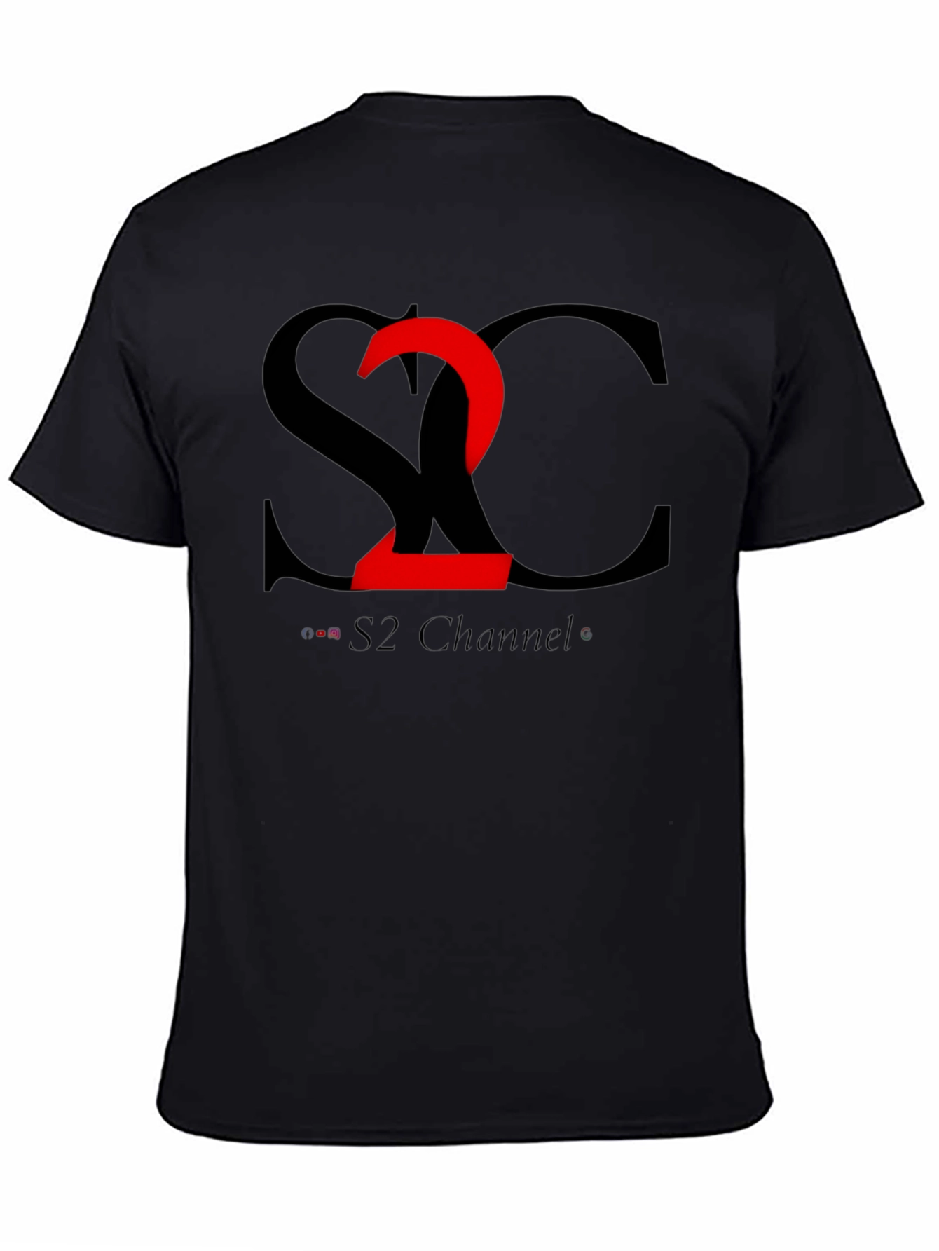 S2 Channel Black Cotton Tee - Modern Graphic Design