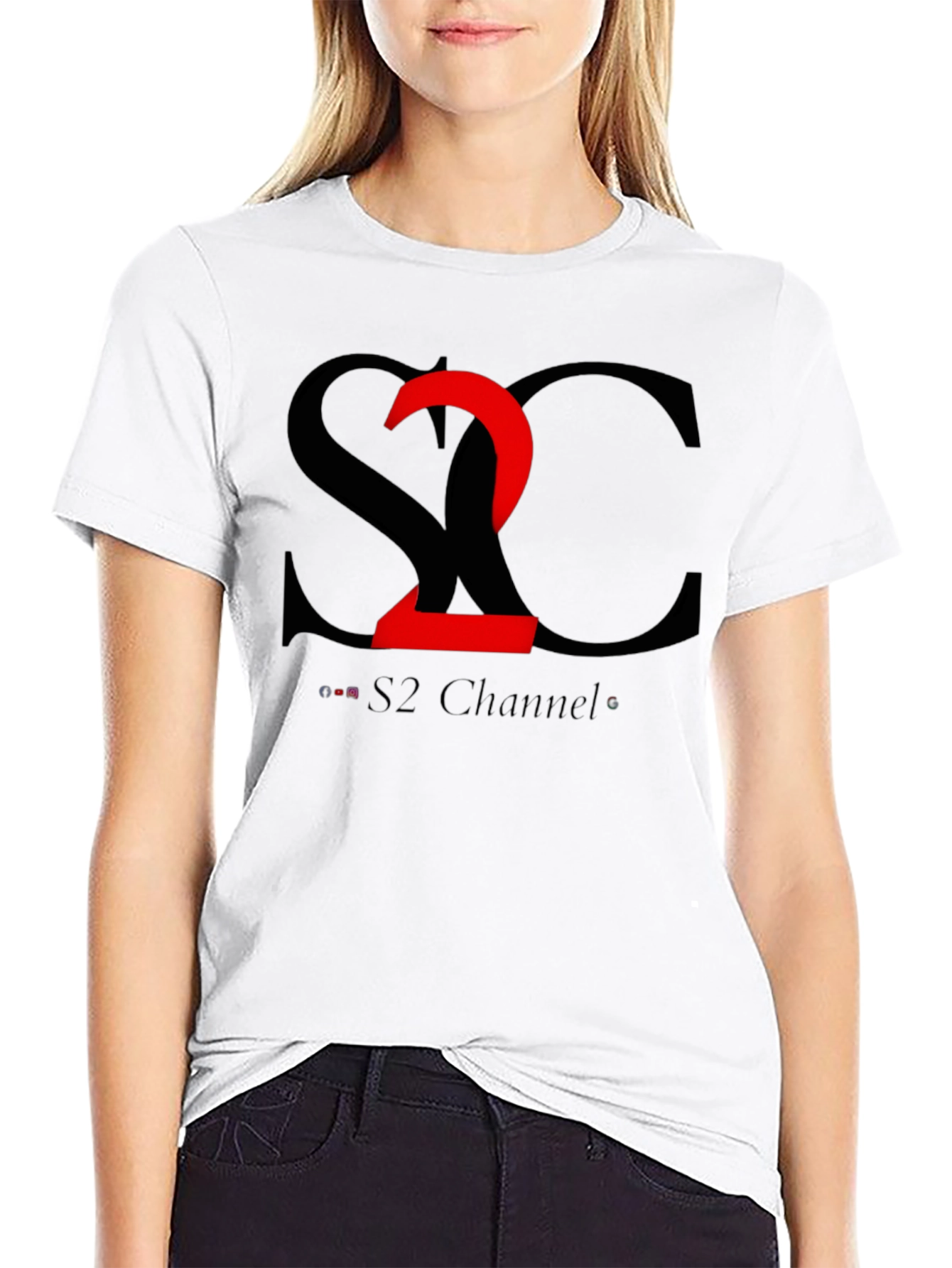 S2 Channel Black Cotton Tee - Modern Graphic Design
